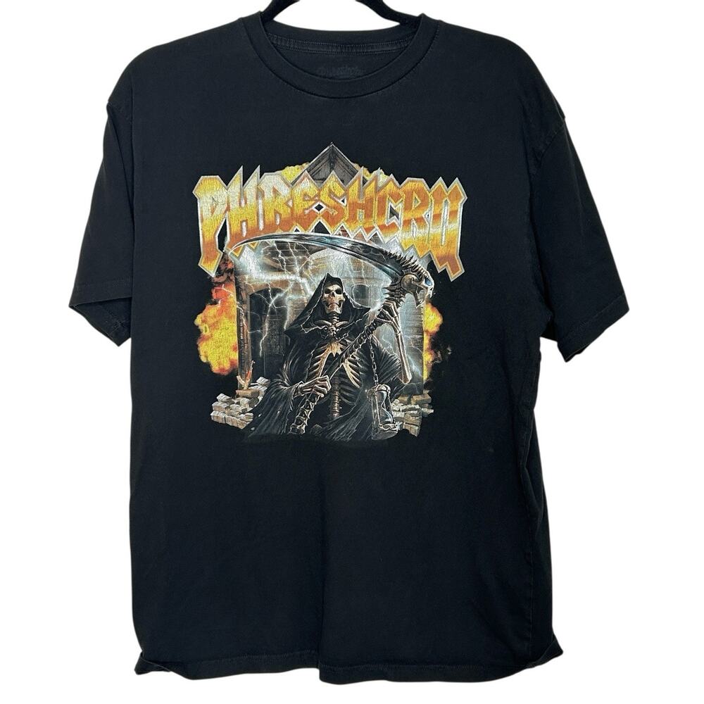Phreshcru World Tour T Shirt Y2k Skull Reaper Rocker Goth Large Grunge‎ Skater
